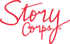 Story Corps Logo Bright Red Stylized Script